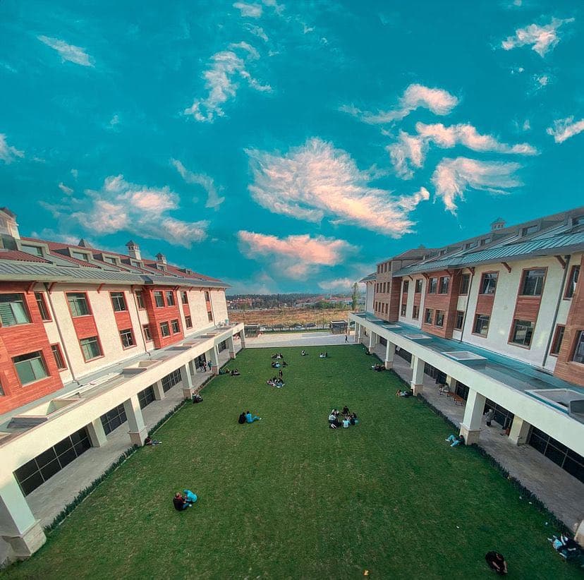 The lawn between Biruni University buildings