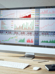 Computer monitor with stock chart