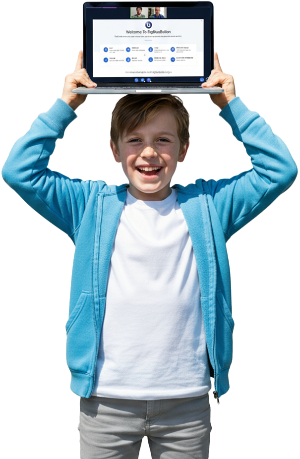 Students wearing hoodie with bbb laptop